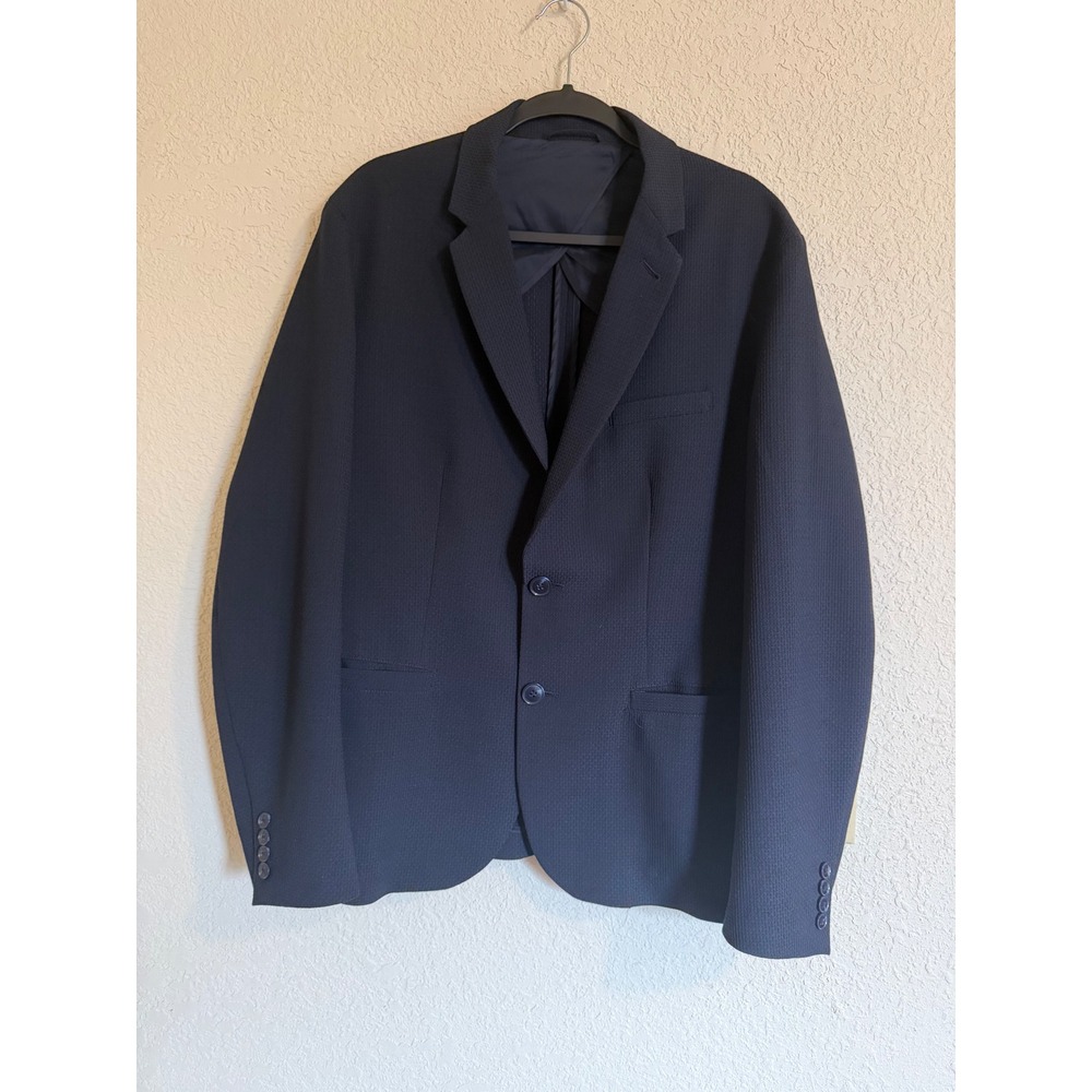 Armani Exchange Mens Navy Blue Textured Waffle Weave Blazer Jacket 42 Business